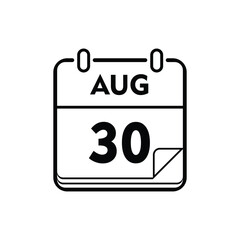 calender icon, 30 august icon with white background