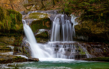 waterfall in the forest, waterfall in autumn