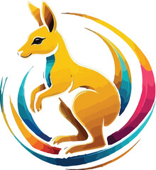 Kangaroo vector design, Kangaroo logo and icon Design, Colorful Kangaroo vector design