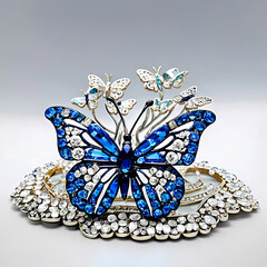Collection of Exquisite Bejeweled Butterfly Figurines and Decorative Elements Suitable