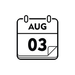 calender icon, 03 august icon with white background