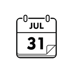 calender icon, 31 july icon with white background