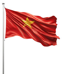 Naklejka premium PNG Waving vietnam flag on a flagpole vietnamese patriotic national.
