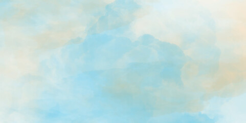 Abstract cloud sky watercolor digital art painting for texture dramatic sky summer heaven is colorful clearing good weather and beautiful background, dramatic fluffy summer clouds dusk sky background.