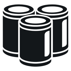  Metal Containers Stacked in a Simple Silhouette Design on a white backgroud