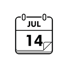 calender icon, 14 july icon with white background