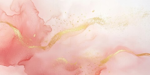Elegant abstract art with pink hues and gold accents