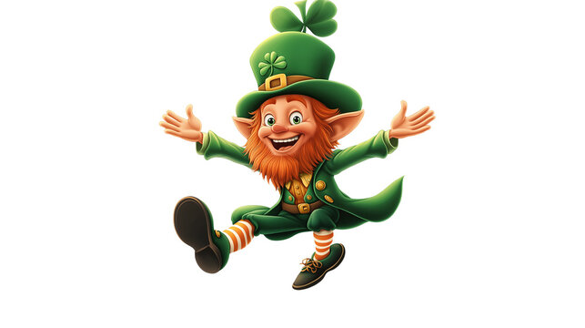 Leprechaun with Orange Beard & Green Hat &ndash;St. Patrick's Day Vector