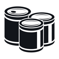  Metal Containers Stacked in a Simple Silhouette Design on a white backgroud