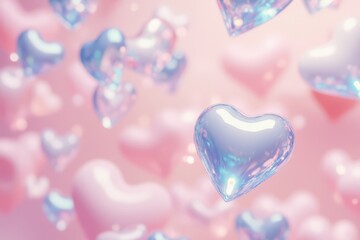 Obraz premium many hearts floating in the air on a pink background