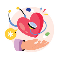 Heart Care Concepts Style illustrations. EPS 10 File stock illustration