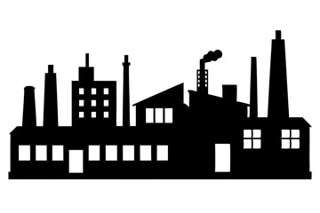 Obraz premium Industrial Buildings Silhouette on white background