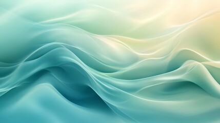 Fototapeta premium Smooth flowing curves create a gradient teal and yellow background