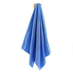 Blue Towel Hanging on a Wooden Rack in Bright Background, Children's room accessories ideas.