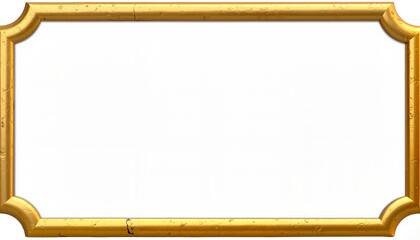 Ornate golden frame with aged texture on white background and copy space for elegant designs