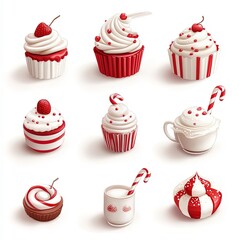 Colorful collection of festive cupcakes and desserts on a table