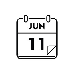 calender icon, 11 june icon with white background