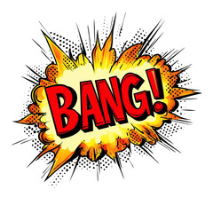 BANG! Comic-style explosion speech bubble isolated on white