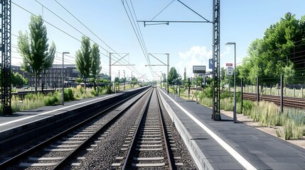 Train Tracks at a Sunny Railway Station