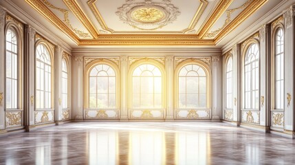 Grand Ballroom Interior, Sunlight Streaming Through Windows