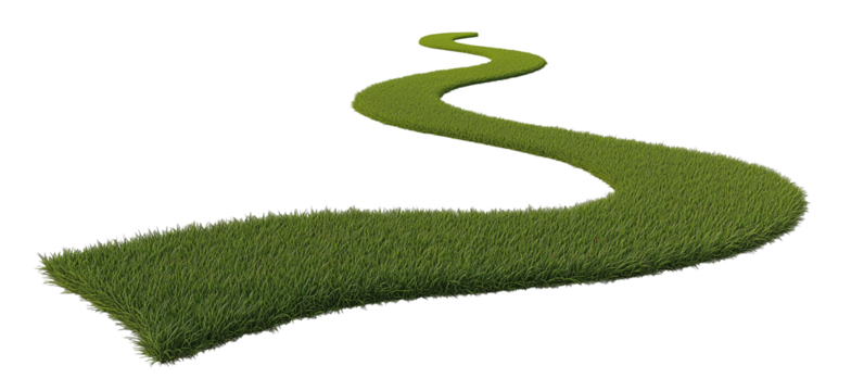 Grass path isolated on transparent background. 3D rendering.  