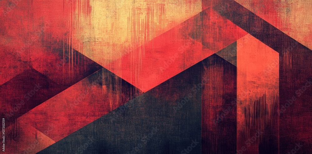 Poster abstract geometric composition with intersecting shapes and textural overlay