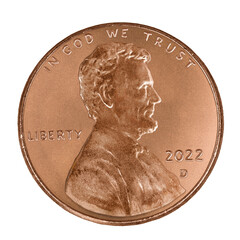 United States Penny Coin On Transparency