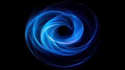 Blue swirling abstract vortex against a solid black background