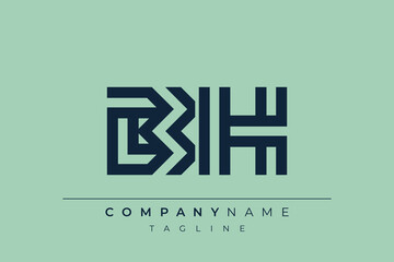 Obraz premium BH minimal line logo. Letter B and H vector line logo design.