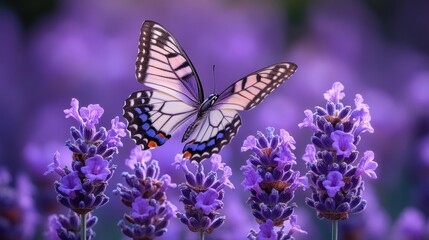 Obraz premium Butterfly Lavender Garden Bloom Spring