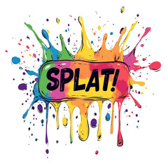 SPLAT! Messy paint splatter effect speech bubble isolated on white