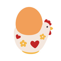 Easter egg in an egg holder. Decor for holiday, design element for holiday. Vector illustration. chicken with egg easter. vector illustration flat design  