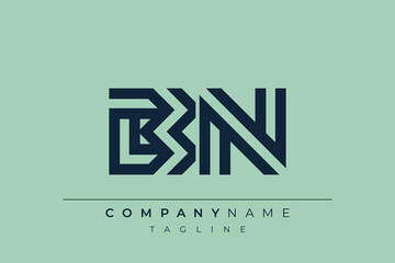BN minimal line logo. Letter B and N vector line logo design.