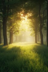 Naklejka premium a forest with trees and grass