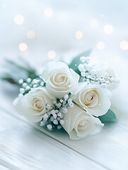 wedding bouquet of white roses