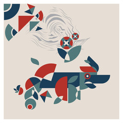 Platypus Abstract Art with another Random Shape perspective 1