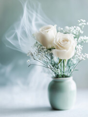 wedding bouquet of white roses
