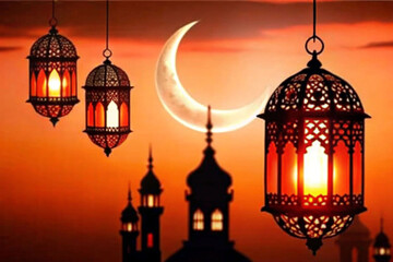 Fototapeta premium Ramadan lanterns sunset mosque crescent
