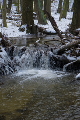 small mountain waterfall in a park near bratislava