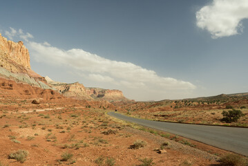 Capital Reef National Park in Utah overlooking rock formations and mountains 
