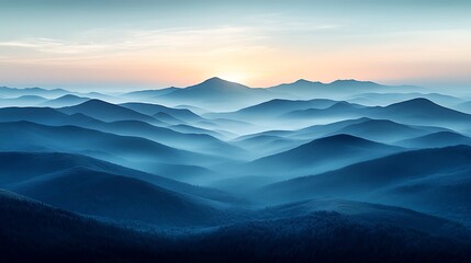 Serene misty peaks sunrise landscape wallpaper high resolution hd picture