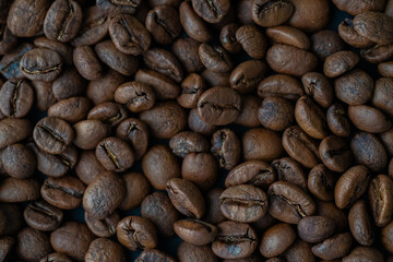 Top view of roasted coffee beans background