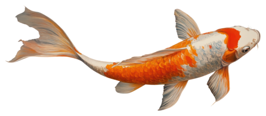 PNG Koi fish graceful swimming japanese.