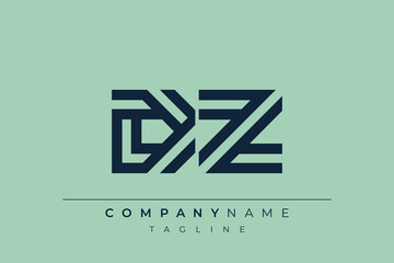 DZ minimal line logo. Letter D and Z vector line logo design.