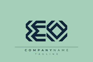 EO minimal line logo. Letter E and O vector line logo design.