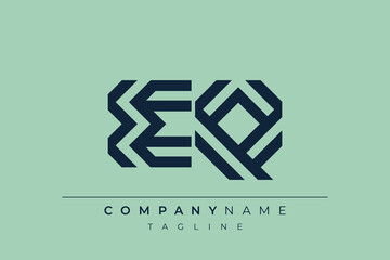 EQ minimal line logo. Letter E and Q vector line logo design.