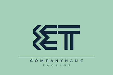 ET minimal line logo. Letter E and T vector line logo design.