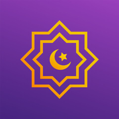 Set of Islamic shape window frame in retro boho color. Flat style vector design. Ramadan Kareem window and lantern backgrounds. Modern Islamic greeting card template and wallpaper design. 