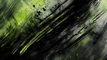 Gr&uuml;ne abstrakte Farbstruktur mit kr&auml;ftigen Pinselstrichen und gl&auml;nzender Oberfl&auml;che