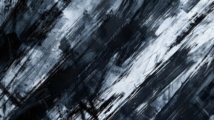 Schwarz-wei&szlig;e Acrylmalerei mit dynamischen Pinselstrichen &ndash; abstrakte Kunst